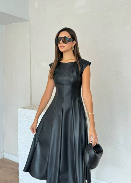 Elizabeth Black Faux Leather Dress